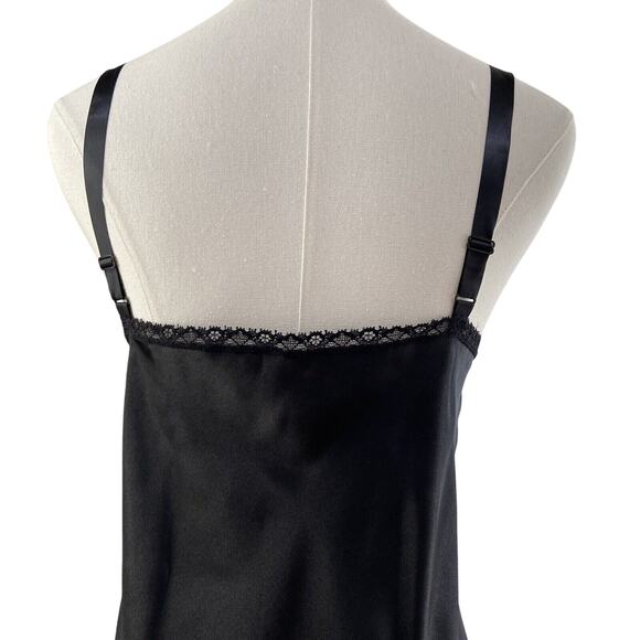 NWT Vintage 90s Wondermaid Black Satin Lace Bust Sexy Full Slip Dress Size 38 - Picture 7 of 12
